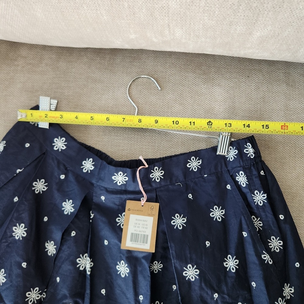 Boden Verity Broderie Poplin Skirt Navy Blue US 10 Midi Cotton R0914 NWT - Picture 9 of 9